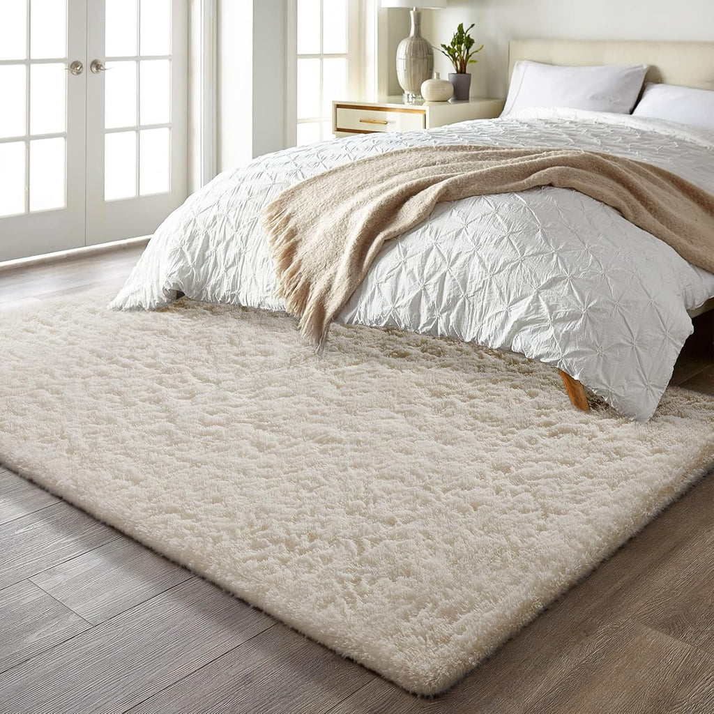 Ophanie 5x7 Ivory Area Rug - Fluffy Shag Soft Plush Carpet for Living Room & Nursery Decor