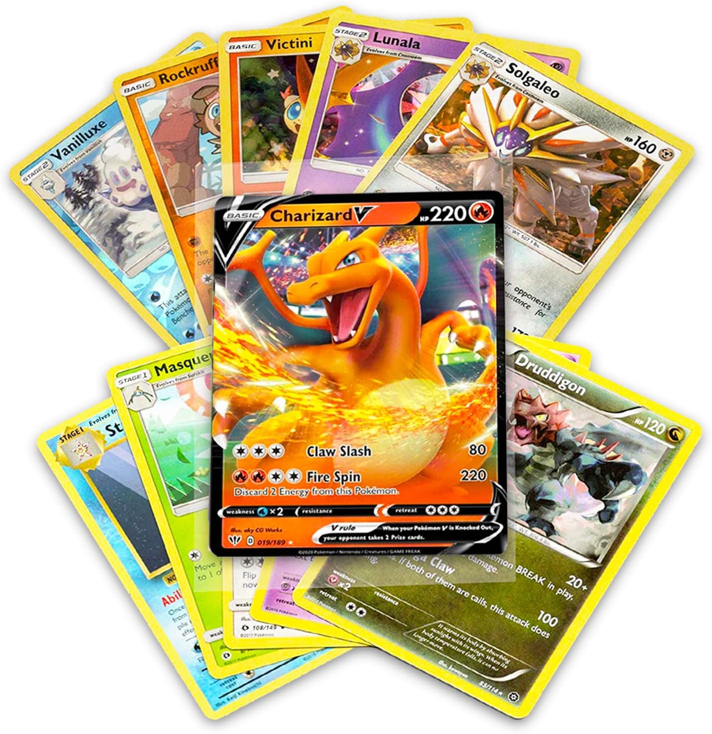 Pokémon | 50+ Official Cards Collection - Includes 5 Foil Cards & Rare Variants like GX, EX, FA, Tag Team