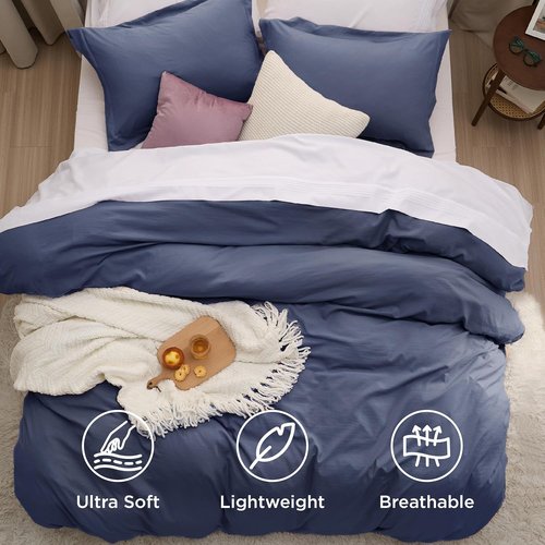 Bedsure California King Duvet Cover - Soft Prewashed Cotton-Like Polyester, 104x98 Inches with Zipper Closure & 2 Pillow Shams