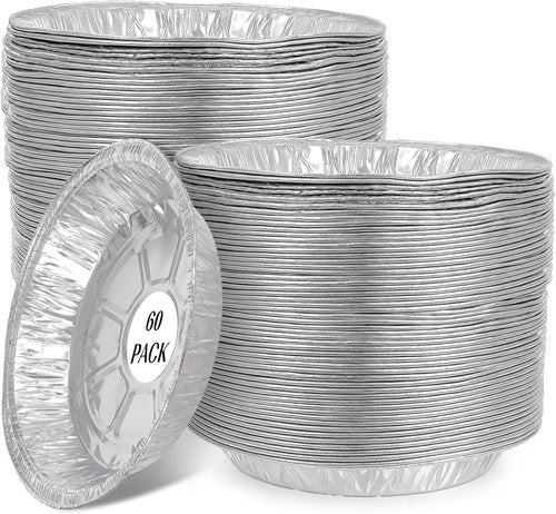 60 Pcs Round Foil Pans by [Brand Name] - Oven & Freezer Safe Aluminum Takeout Containers