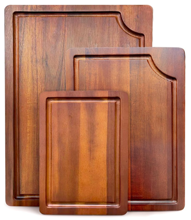 AIDEA Acacia Wood Cutting Board with Handle, Large Wooden Charcuterie Board for Bread, Cheese, Meat, and Fruits, Food Serving Tray for the Kitchen (17" x 11")