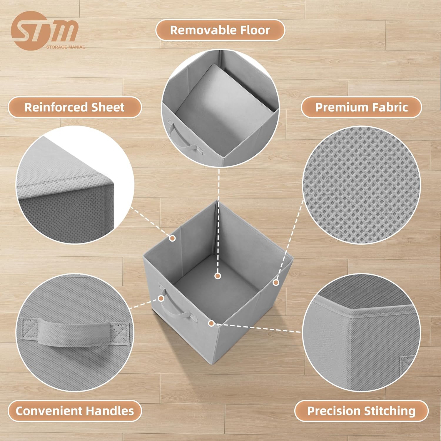 **Storage Maniac 11-Inch Collapsible Storage Cubes - Durable Fabric Bins for Closet & Organization | 10-Pack Grey**