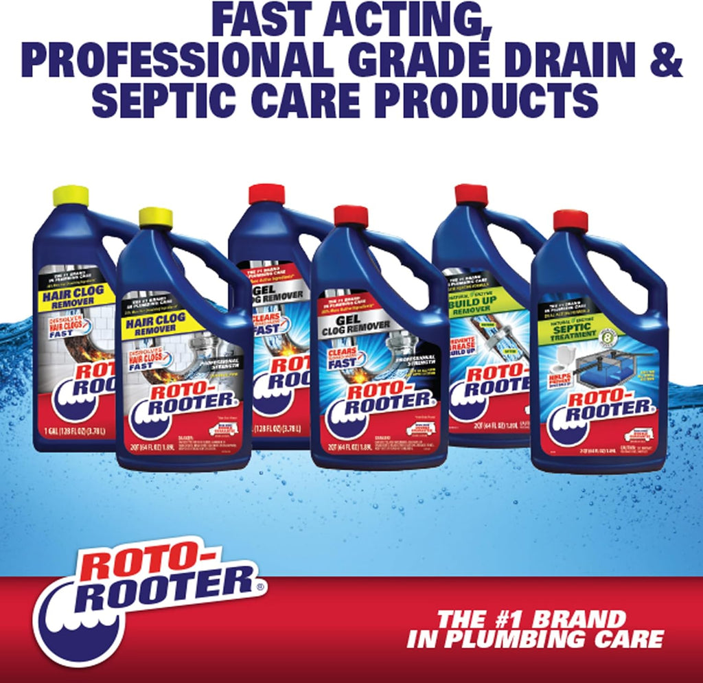 Roto-Rooter Septic Treatment - Dual Action Natural Enzymes for Odor Removal | 64 oz Professional Strength