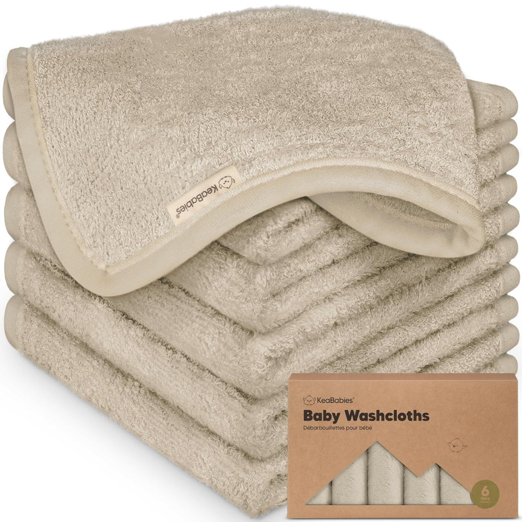 Skiennix 6-Pack Baby Washcloths - Soft, Absorbent Bamboo Towels for Newborns & Toddlers | 10x10 Earth Brown