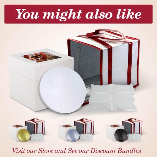Cakebon Cake Boxes with Drums - 8 Inch Round White Cake Boards/Base para Pasteles (6-Pack) - Caja para Pasteles with Window for Birthdays, Weddings and Parties