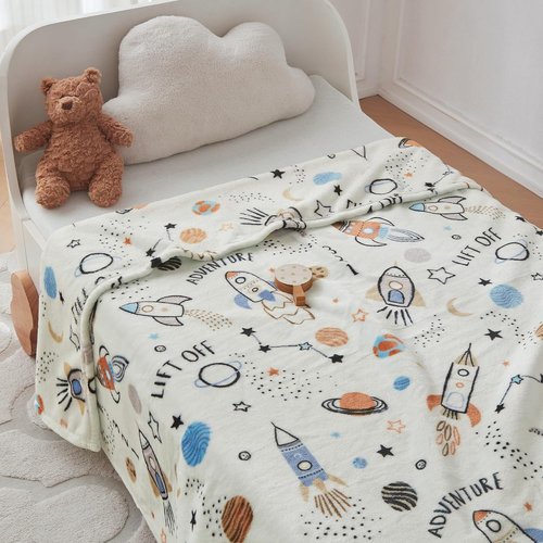 COOVA Kids Throw Blanket - Soft Cartoon Fleece, 50x60 Inch | Perfect Gift for Ages 2-12, Spaceship Green