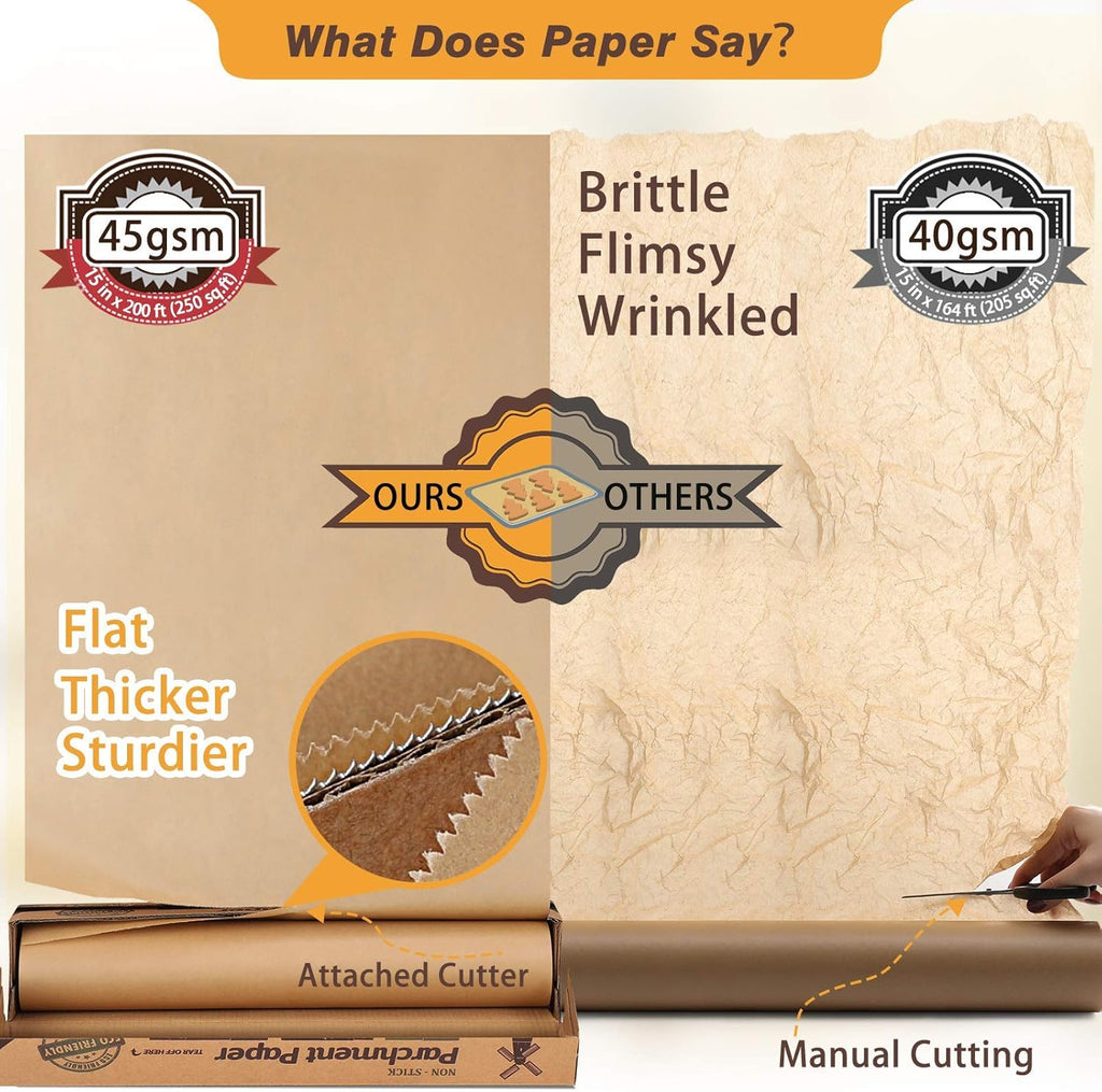 Unbleached Parchment Baking Paper Roll by [Brand Name] - 15 x 200 Ft | Perfect for Baking, Cooking & Grilling