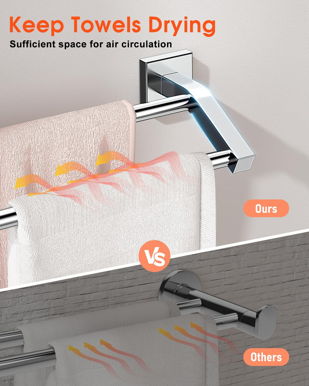 Alise Bath Double Towel Bars Towel Racks for Bathroom Lavatory,Wall Mount Towel Holder Heavy Duty SUS304 Stainless Steel Towel Hanger Towel Rail,Polished Chrome,32 Inch