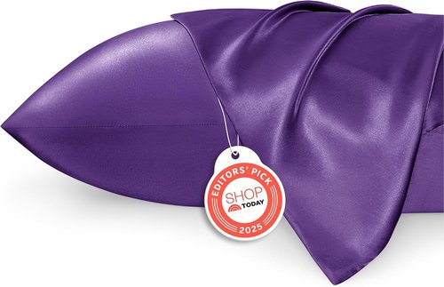 Bedsure King Size Satin Pillowcase Set - Purple Silky Pillow Cases for Hair & Skin, 20x36 Inches | 2-Pack