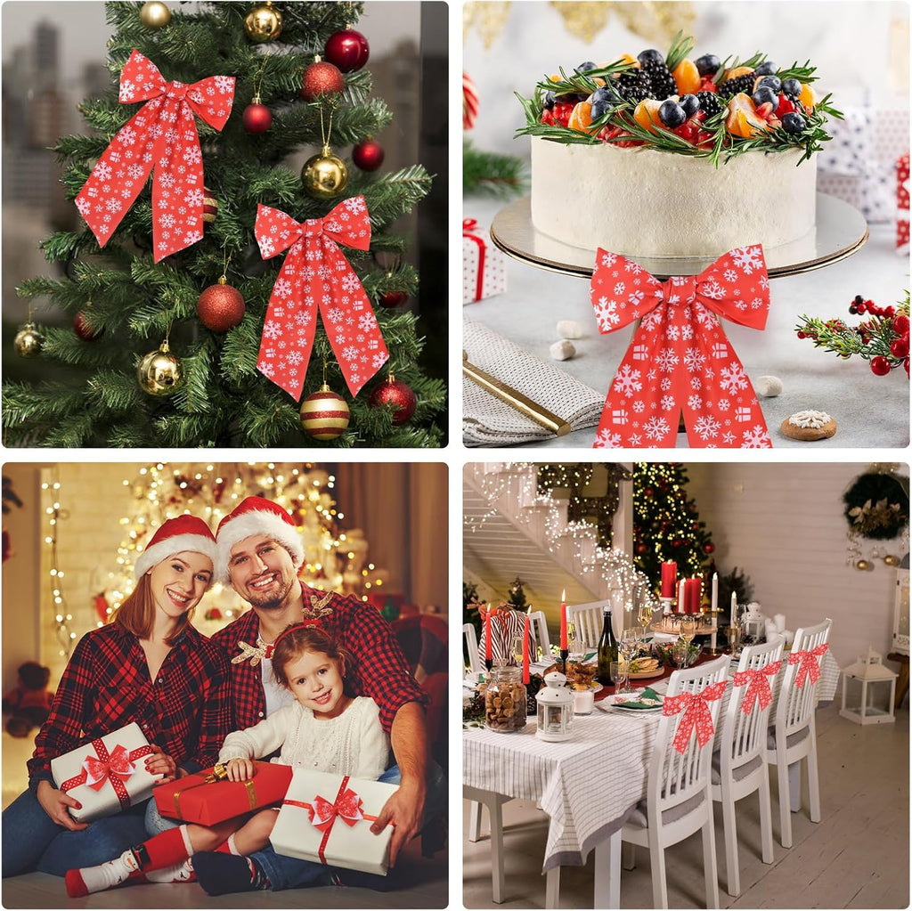 Red Satin Sash Wreath by [Brand Name] - 2pcs Christmas Bow Embroidery for Indoor/Outdoor Decor