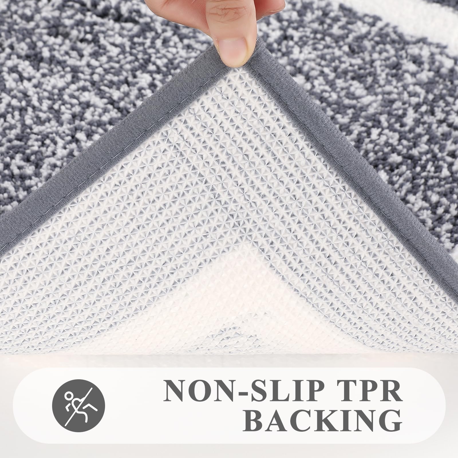 Pauwer Bathroom Rugs Sets 5 Piece, Plush Absorbent Microfiber Bath Mats for Bathroom, Non Slip Washable Bath Rugs Runner with U Shaped Contour Toilet Rugs, Shower Rug and Toilet Lid Cover, Dark Grey