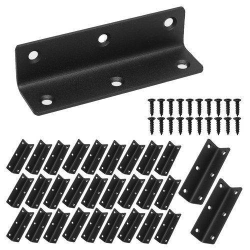 Redunest L Bracket, Heavy Duty Corner Brace, 30 Pack 4" Metal Shelf Bracket Angle Bracket for Shelves, Black L Brackets for Wood,100mm Overall Length