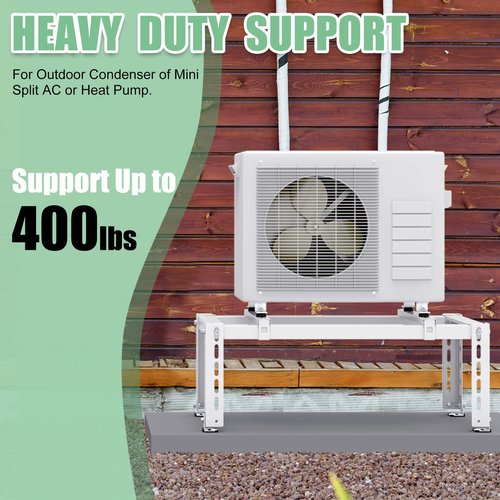 Memrita Mini Split Ground Stand for 9,000-24,000 BTU Air Conditioners Heat Pump System, Heavy Duty Adjustable Mini Split Stand for Outdoor AC Unit, Condenser Base
