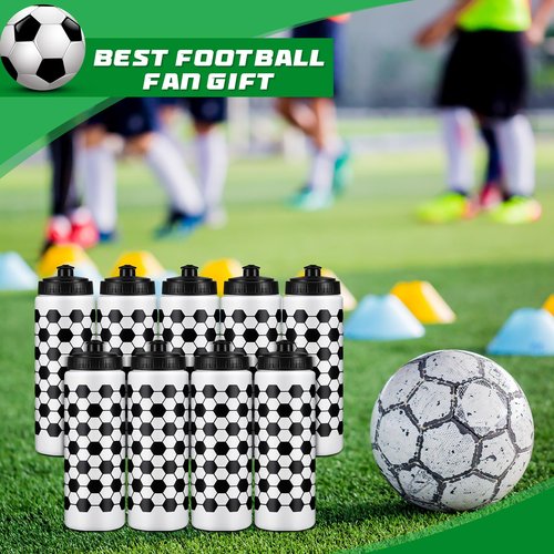 Yaomiao 50 Pcs Soccer Water Bottles Bulk 20 oz Reusable Squeeze Water Bottles Sports Ball Cup Accessories for Sports Party Team Gifts