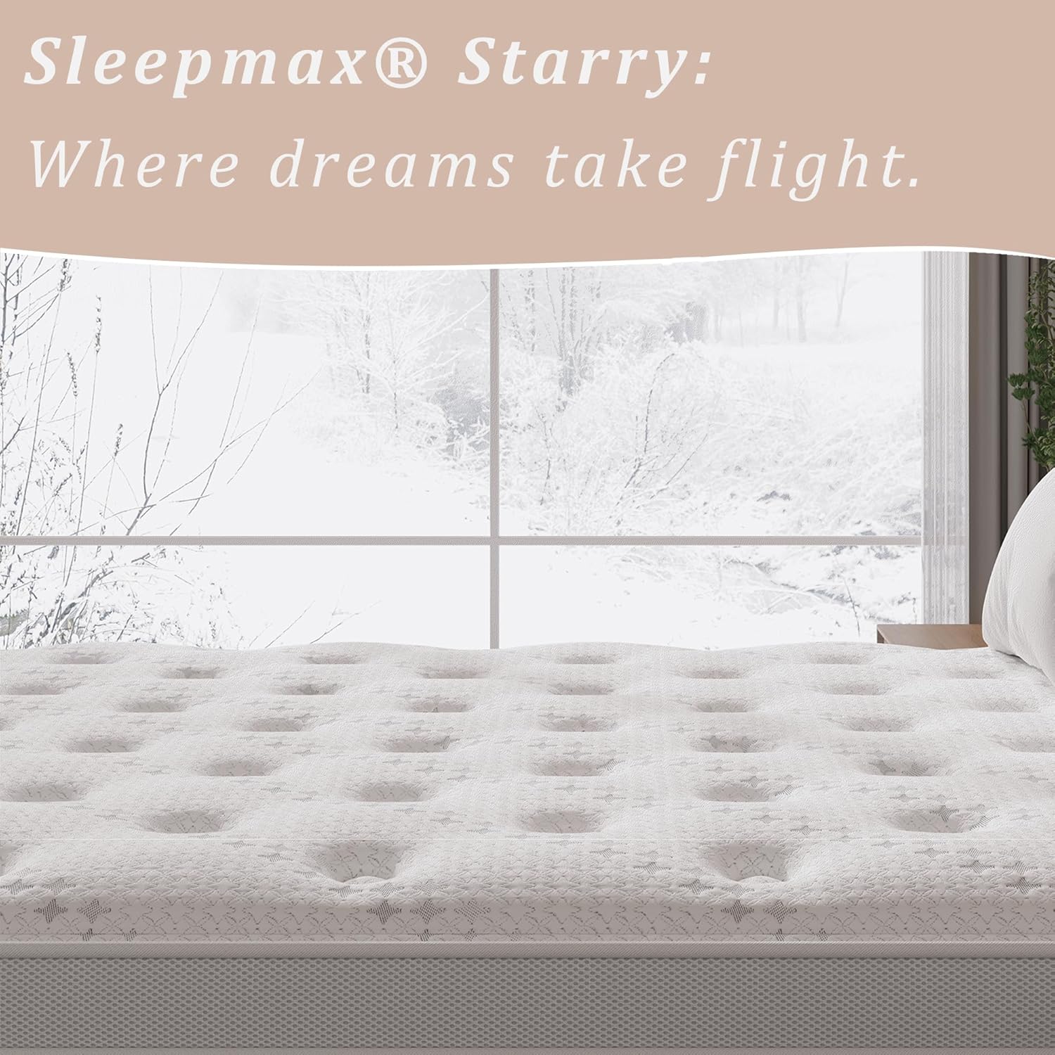 Sleepmax Queen Mattress - 14-Inch Hotel-Collection Hybrid for Pain Relief & Cooling Support | CertiPUR-US, Fiberglass-Free, 365-Night Trial