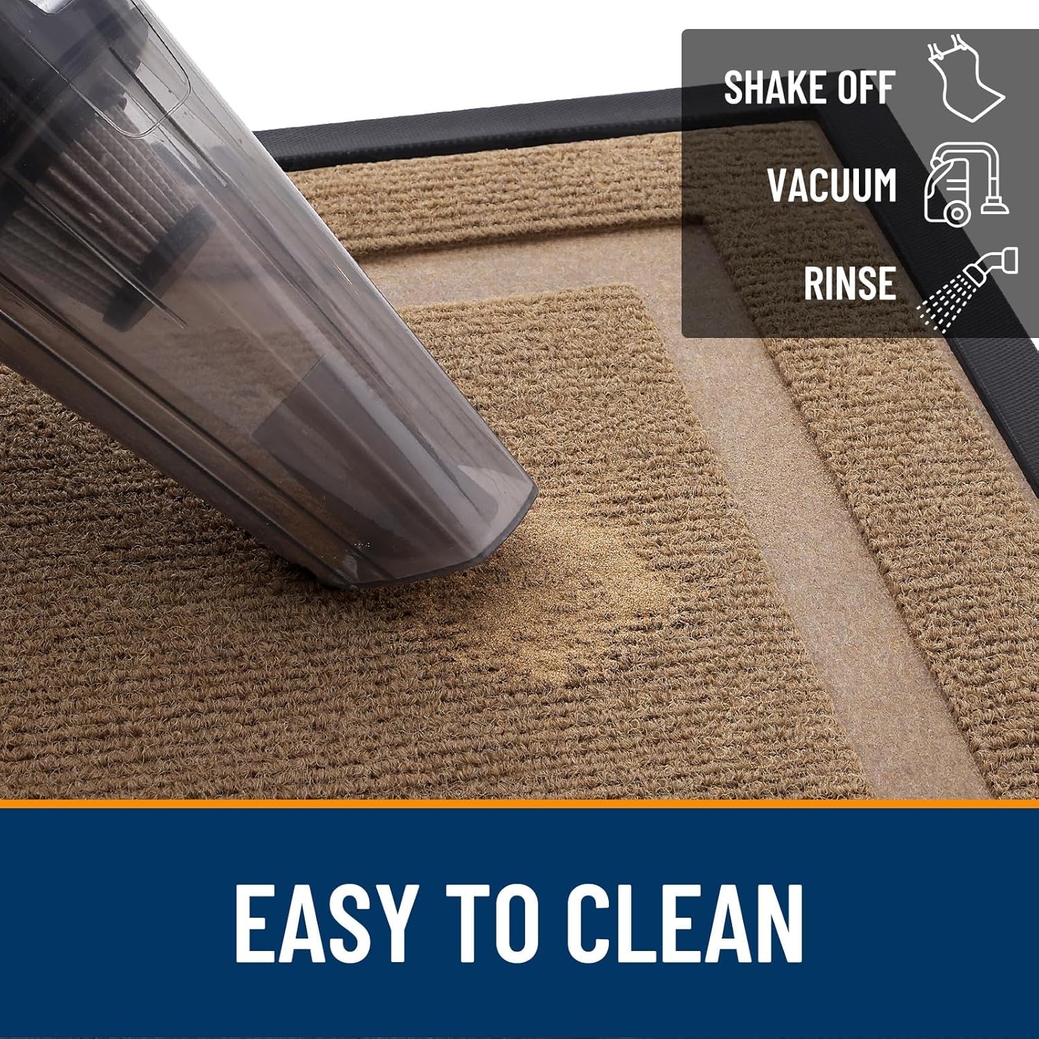 OLANLY Waterproof Front Door Mat - All-Season, Sturdy Natural Rubber, Easy Clean | 29.5x17, Light Brown
