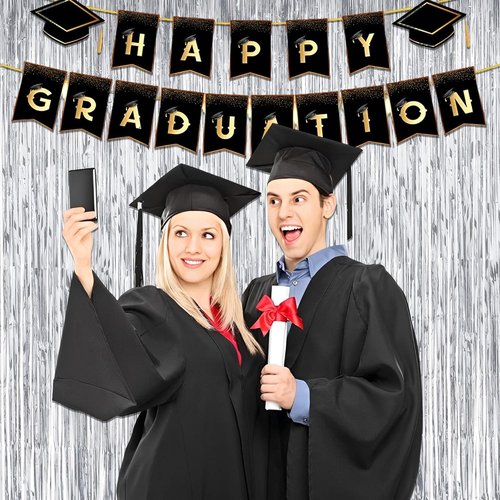 GREATRIL Silver Streamers Metallic Party Backdrop - Foil Fringe Tinsel Curtain for NYE & Events | 8.2ft x 3.2ft - Pack of 2