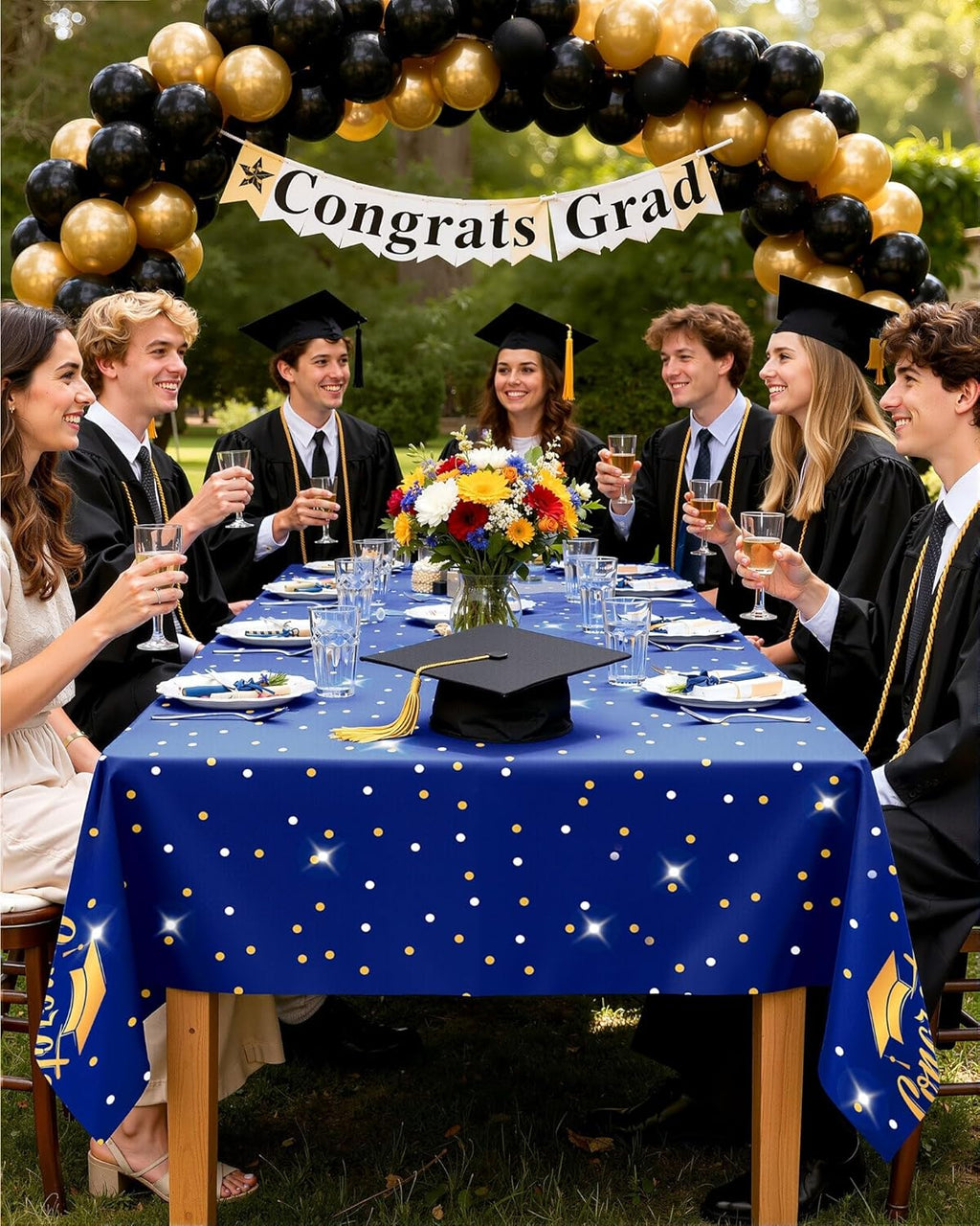 Pureegg Graduation Decorations - Class of 2026 Black Rectangle Tablecloth | 10 Pack, 54 x 108 Inch
