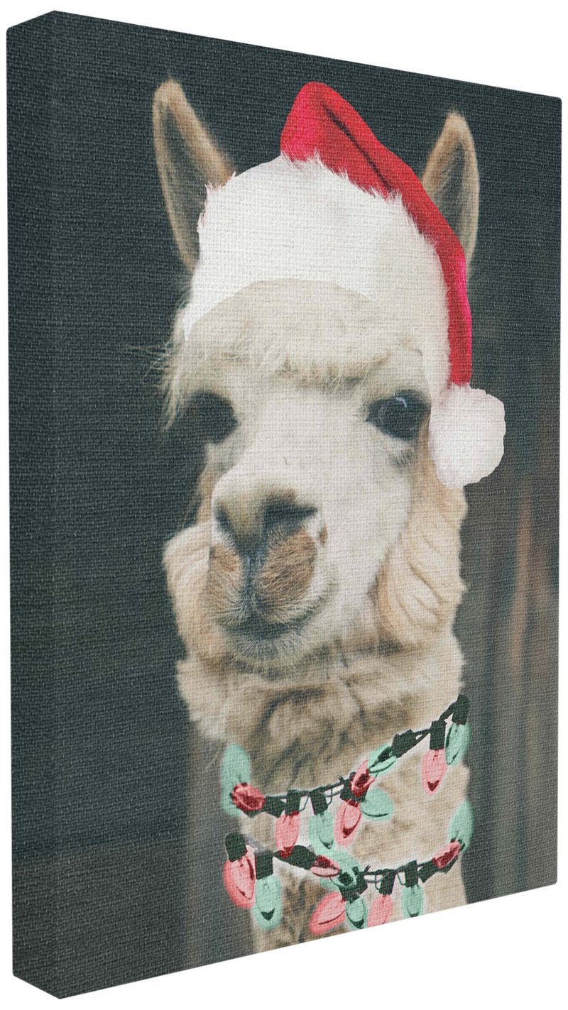 The Stupell Home Decor Collection Christmas Llama Stretched Canvas Wall Art, Proudly Made in USA
