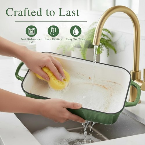 Cast Iron Bread Pan by [Brand Name] - 11x5 Inch Sourdough Baking Pan with Lid | Even Heat Distribution, 5.8Qt, Pistachio