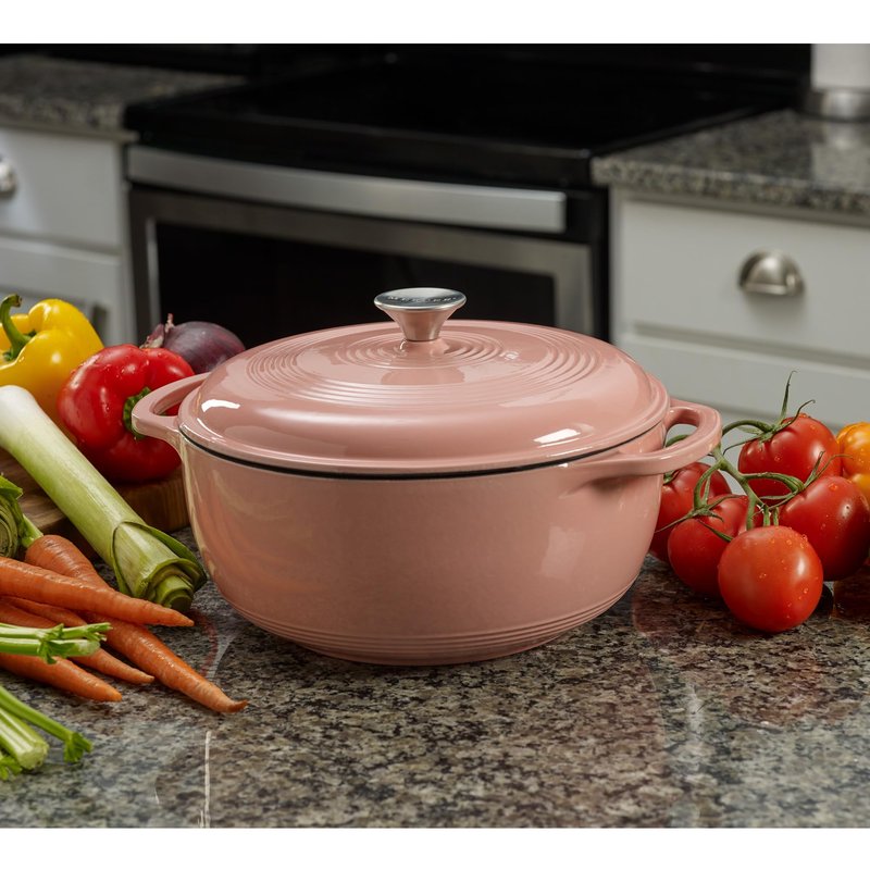 Mercer Culinary Enameled Cast Iron Round Dutch Oven, 6 qt., Pink