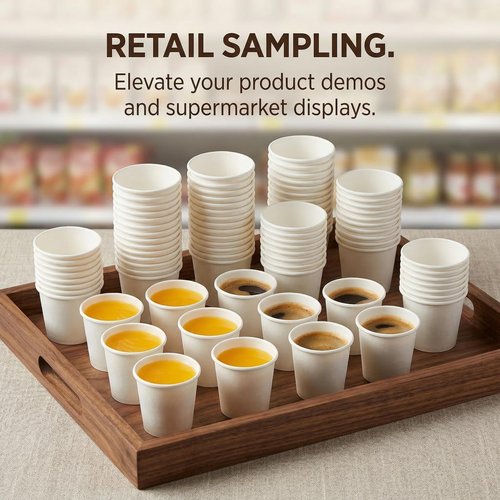 JECOMPRIS Disposable Paper Cups, 1 oz (30ml) 100 Pack White Tasting Cups for Supermarket Sampling, Small Espresso Shot Containers for Bathroom Mouthwash and Medicine