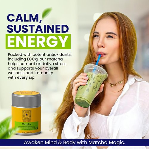 Oodle Coffee Organic Ceremonial Grade Matcha Powder 30g - Japanese Green Tea, First Harvest, Stone Ground - Hot/Iced Latte, Vegan, Gluten-Free, No Bitterness