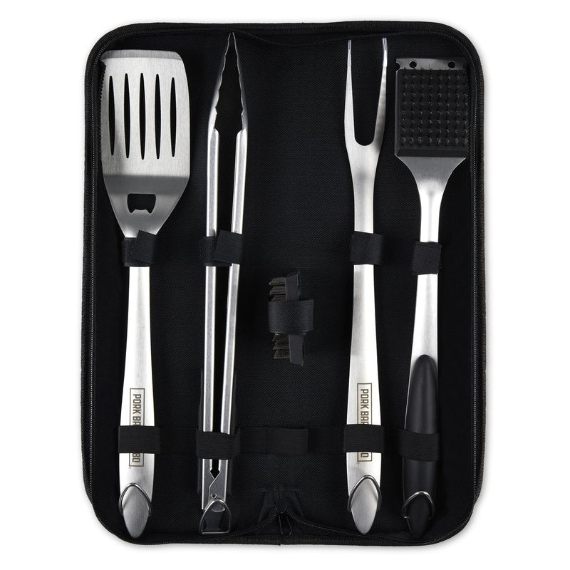Pork Barrel BBQ Tool Set Grill Kit - Premium Stainless Steel BBQ Grill Accessories, Grilling Tools & BBQ Accessories for Outdoor Grill - Perfect BBQ Tools and Grilling Gifts for Men