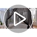 Black Mosquito Net Bed Canopy - 4 Corner Post Curtains for King & Queen