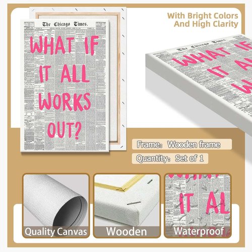 Drimiler Retro Newspaper Poster - Positive Affirming Quote Canvas Wall Art | 12x16in Framed Decor