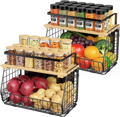 Magnetic Shelf for Fridge by [Brand Name] - 2-Pack Fruit & Vegetable Storage Bins - Kitchen Organizer