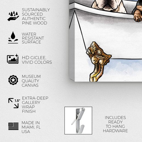 Oliver Gal 'Pets In The Tub' The Dogs and Puppies Wall Art Decor Collection Modern Premium Canvas Art Print