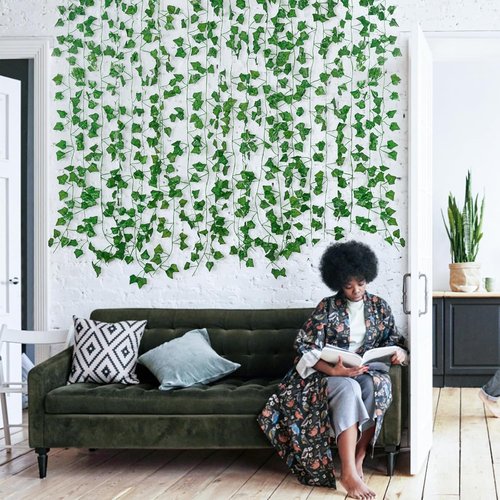 Freyalife Fake Vines - Aesthetic Artificial Ivy Leaves for Room Decor | 12 Pack, 84 Feet, Greenery Garlands