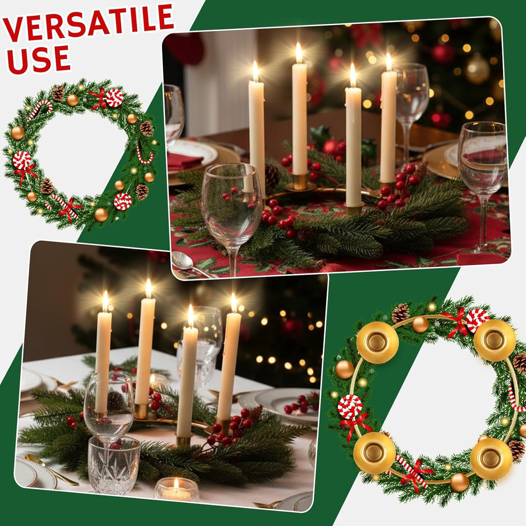 Regine Switzerland Christmas Advent Wreath Ring - Gold Metal Candle Holder Set of 4