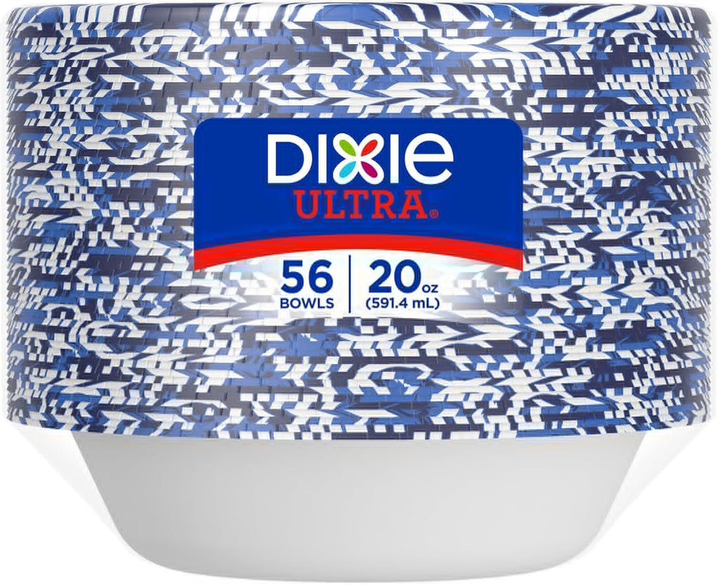 Dixie Ultra Large Paper Bowls - 20 Oz | Microwave Safe & Compostable | 56 Count for All Meals