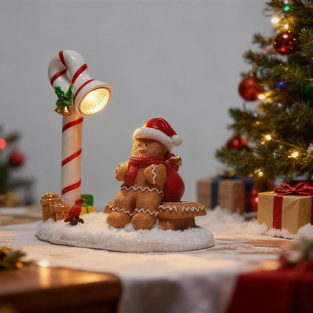 Skiennix Christmas Gingerbread Man Figurines - Cute Indoor Home Decor for Table Top & Fireplace