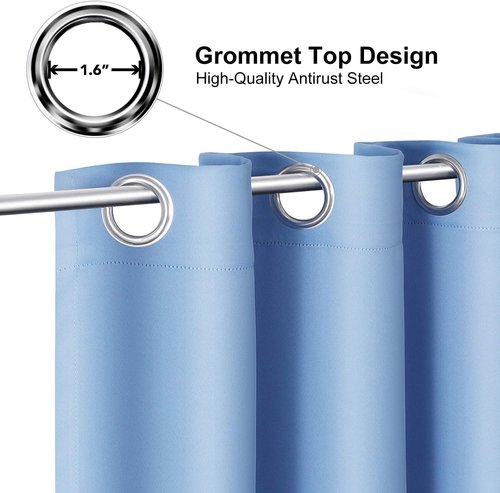 ChrisDowa Grommet Blackout Curtains - Thermal Insulated Room Darkening Panels, Sky Blue, 38W x 54L