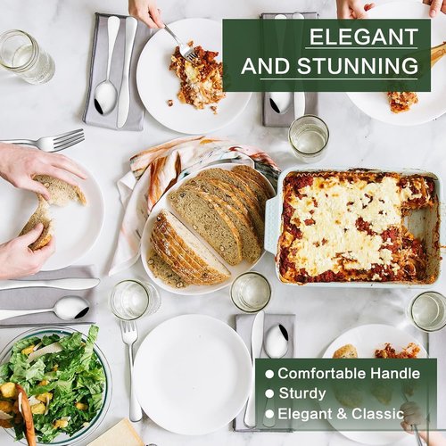 CEKEE Stainless Steel Silverware Set - 80 Pieces Flatware with Serving Utensils for 12 | Dishwasher Safe