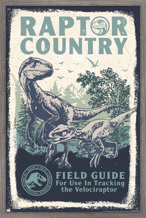 Trends International Jurassic World: Dominion - Raptor Country Wall Poster, 22.375" x 34", Barnwood Framed Version