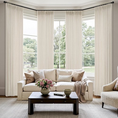 MIULEE Pinch Pleated Linen Curtains - 90-Inch Ivory Cream Semi-Sheer Drapes | 4 Panels for Living Room & Bedroom