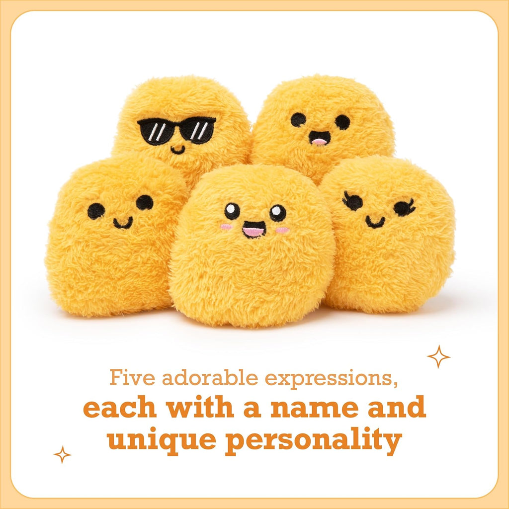 Relatable Emotional Support Chicken Nuggets - Cuddly Plush Toys for All Ages | Set of 5 with Basket
