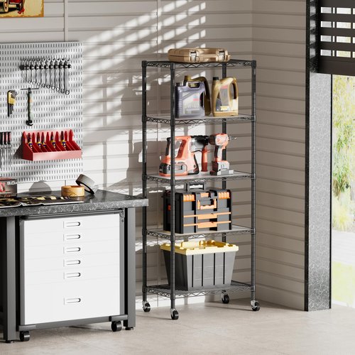 SINGAYE 5 Garage Heavy Duty Shelving Unit Kitchen Pantry Close Home Organizers and Storage Bathroom Shelf Laundry Room Organization Industrial Book Metal Wire Adjustable Shelves