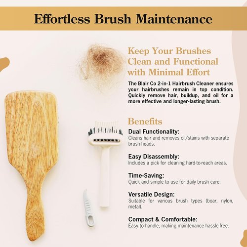 BlairCo Hair Brush & Comb Cleaner Tool - 2-in-1 Design for Easy Hair Removal & Cleaning | Ideal for Salon & Home Use