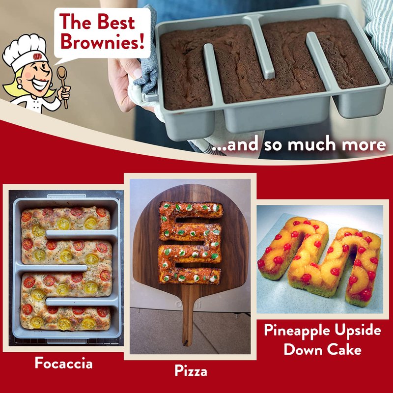 Baker's Edge Brownie Pan, The Original All Edges Brownie Pan for Baking | Premium Double Nonstick Coating, Heavy Gauge Cast Aluminum, Rectangular 9x12” Size Baking Pan - US Patented Design