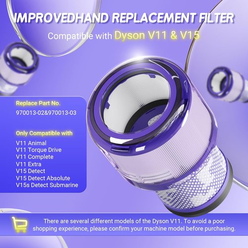 Improvedhand Filter Replacement for Dyson V11 Animal & Torque Drive | 2-Pack, Easy Install