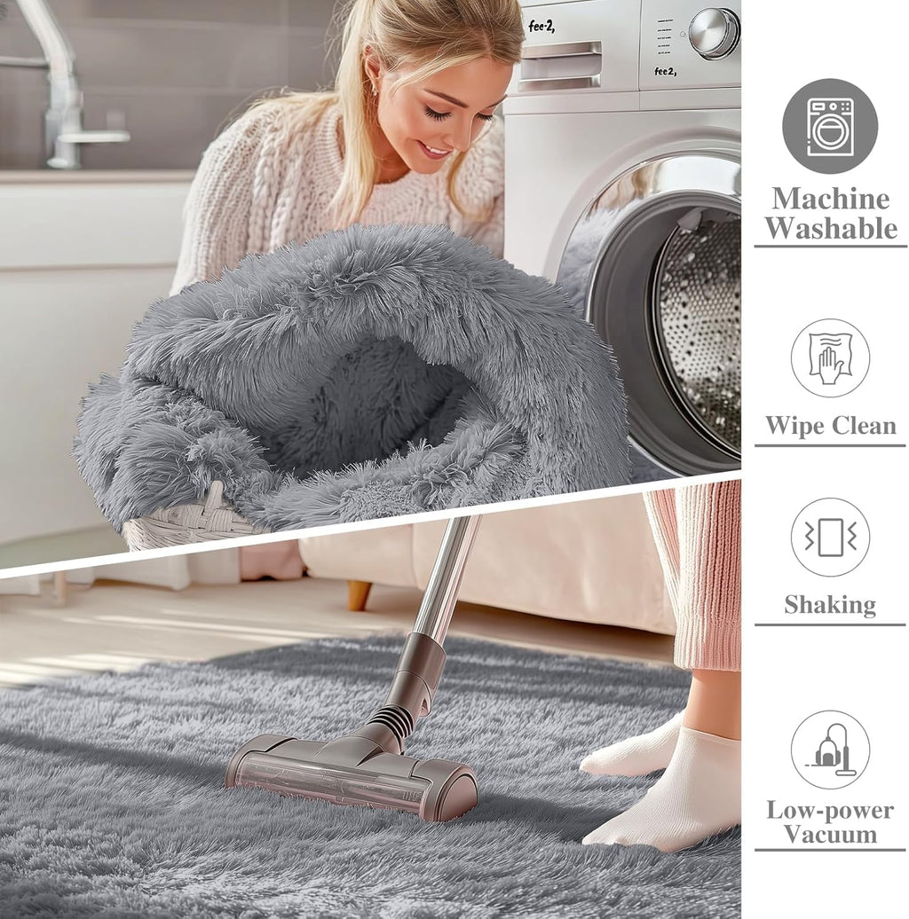 OLANLY Area Rugs - Soft Fluffy Shaggy Indoor Carpet for Living Room & Bedroom | Light Grey 6x7