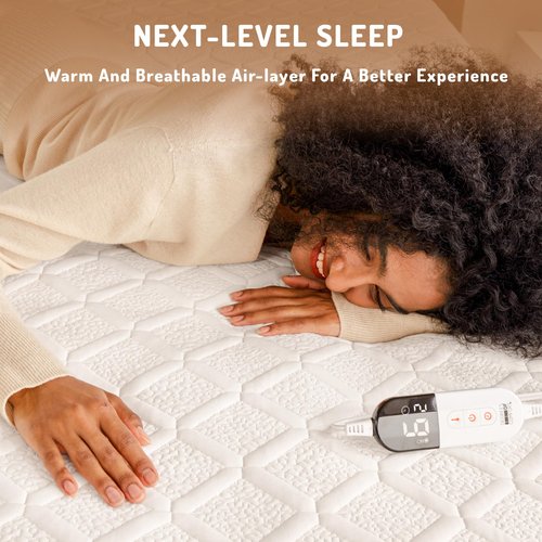Twin XL Heated Mattress Pad - Degrees of Comfort Electric Bed Warmer with Single Controller, 6 Heating Levels, 10-Hour Auto Shut-Off, Breathable Air-Layer, 39"x80"