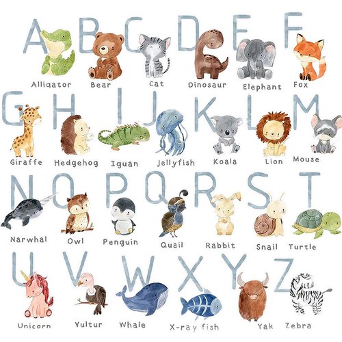 ABC Alphabet Wall Decals for Kids – Animal Letters Educational Wall Stickers for Nursery, Playroom, or Classroom – Fun ABC Wall Art for Toddlers and Children’s Room Decor