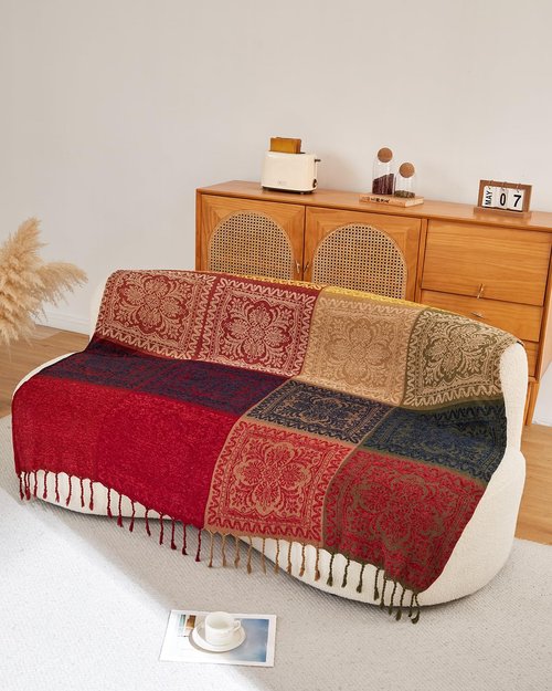 AIVIA Boho Couch Sofa Slipcover Throw Blanket, 2024 Ideal Gifts for Christmas Bohemian Gift for Mom Dad Women Grandma Wife Daughter Sister (87" x 103")