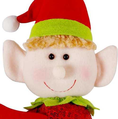 Elf | Tree Topper Christmas Decorations - Unique Plush Stuffed Elf Hugger Decor in Red & Green